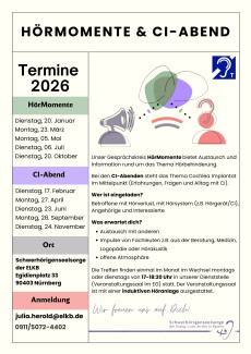 Flyer: Termine HörMomente & CI-Abend 2026